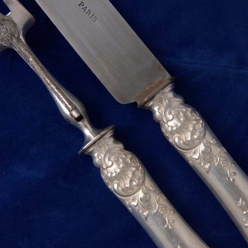 Набор для мяса "Фазан", столовое серебро, Франция, кон. 19 в