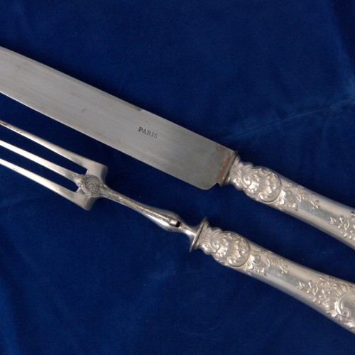 Набор для мяса "Фазан", столовое серебро, Франция, кон. 19 в