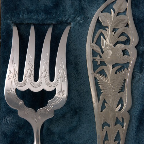 Набор для рыбы, столовое серебро, Франция, кон. 19 в