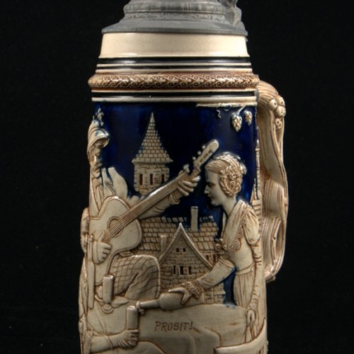 Старинная керамическая пивная кружка 1л, Германия, ок. 1900 г