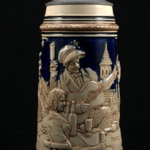 Старинная керамическая пивная кружка 1л, Германия, ок. 1900 г