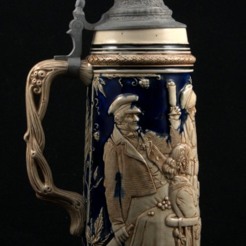 Старинная керамическая пивная кружка 1л, Германия, ок. 1900 г