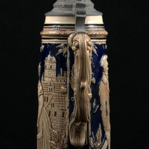 Старинная керамическая пивная кружка 1л, Германия, ок. 1900 г