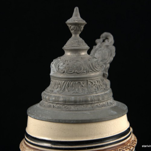 Старинная керамическая пивная кружка 1л, Германия, ок. 1900 г