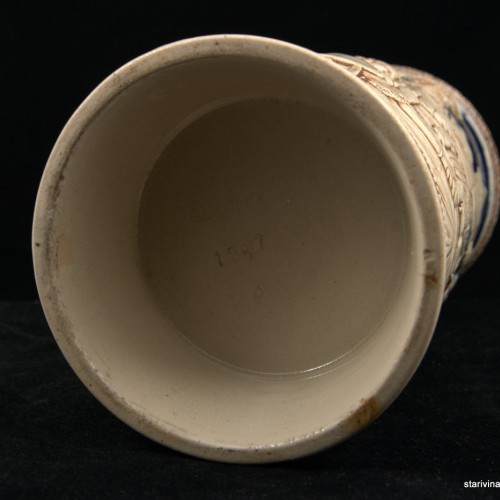 Старинная керамическая пивная кружка 1л, Германия, ок. 1900 г