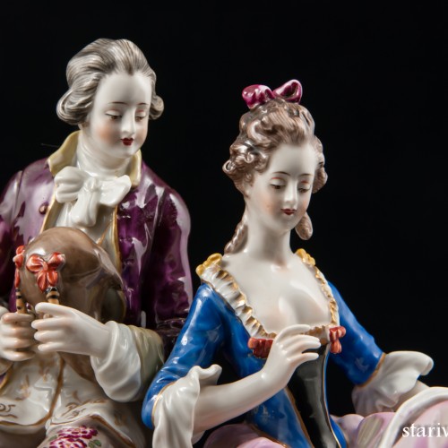 Прекрасная пара с музыкальными инструментами, Ludwigsburg, Германия, кон. 19 - нач. 20 вв