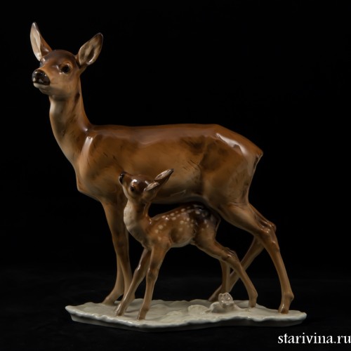 Олениха с олененком, Hutschenreuther, Германия, 1938-55 гг