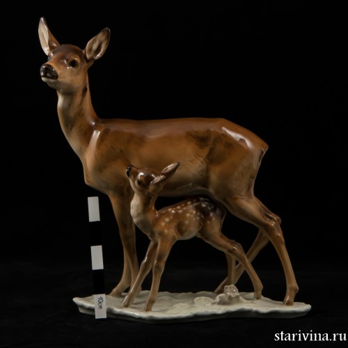 Олениха с олененком, Hutschenreuther, Германия, 1938-55 гг