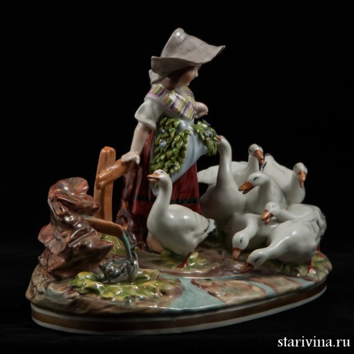 Девочка с гусями, Ernst Bohne Sohne, Германия, 1901-37 гг