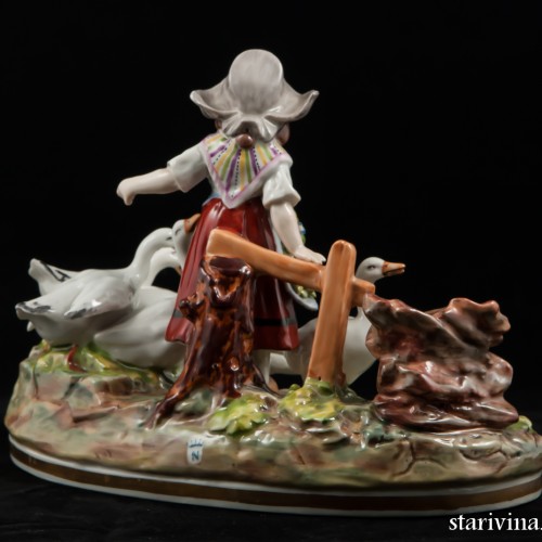 Девочка с гусями, Ernst Bohne Sohne, Германия, 1901-37 гг