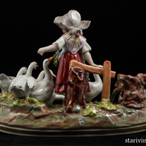 Девочка с гусями, Ernst Bohne Sohne, Германия, 1901-37 гг