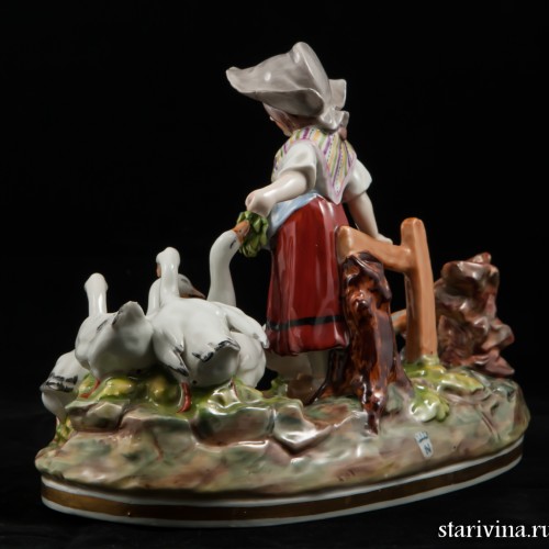 Девочка с гусями, Ernst Bohne Sohne, Германия, 1901-37 гг