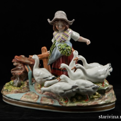 Девочка с гусями, Ernst Bohne Sohne, Германия, 1901-37 гг