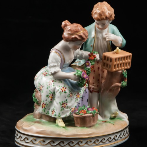 Пара с птичьей клеткой, аллегория Весны, Carl Thieme, Германия