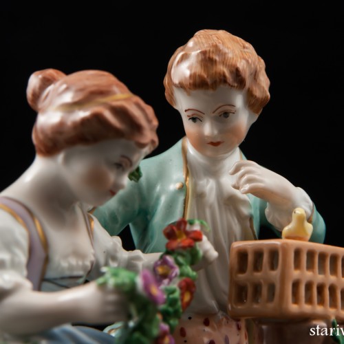 Пара с птичьей клеткой, аллегория Весны, Carl Thieme, Германия