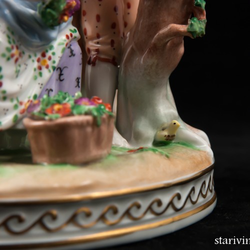 Пара с птичьей клеткой, аллегория Весны, Carl Thieme, Германия