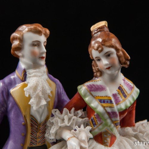 Кавалер и дама в кружевном платье, Muller & Co, Германия, 1907-52 гг