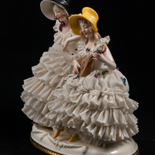 Две кружевницы с мандолиной, Ackermann & Fritze, Германия, до 1940 г