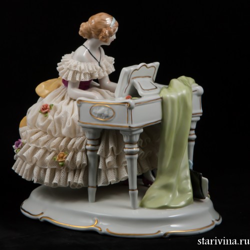 Дама за клавесином, кружевная, Unterweissbach, Германия, 1960-70 гг