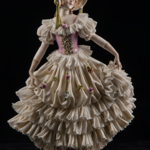 Дама в синем капоре, кружевная, Ackermann & Fritze, Германия, до 1940 г