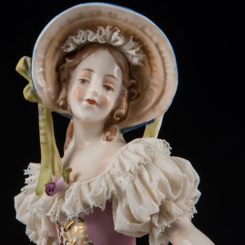 Дама в синем капоре, кружевная, Ackermann & Fritze, Германия, до 1940 г