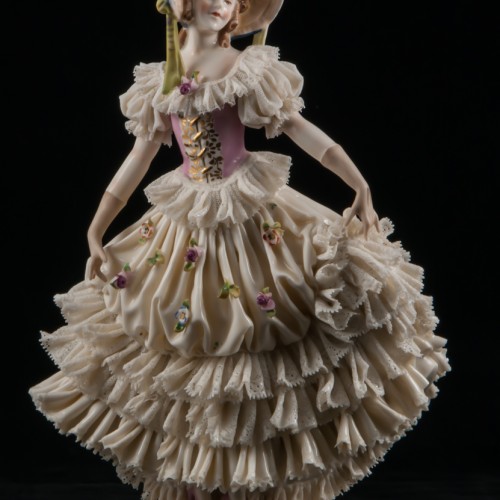 Дама в синем капоре, кружевная, Ackermann & Fritze, Германия, до 1940 г