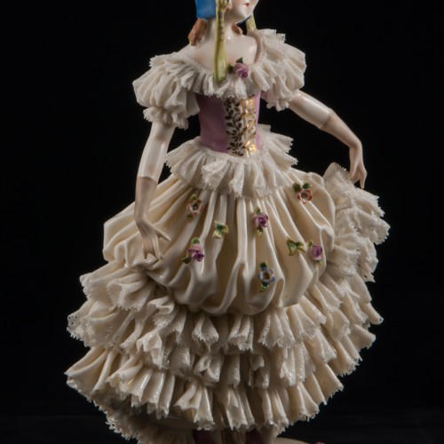 Дама в синем капоре, кружевная, Ackermann & Fritze, Германия, до 1940 г