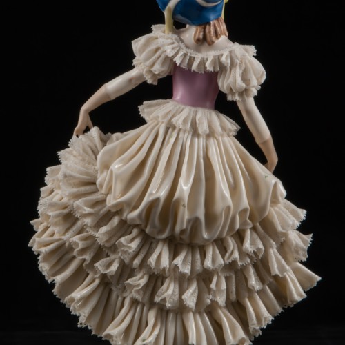 Дама в синем капоре, кружевная, Ackermann & Fritze, Германия, до 1940 г