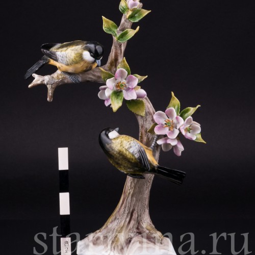 Две синички на ветке, Sitzendorf, Германия, сер. 20 в