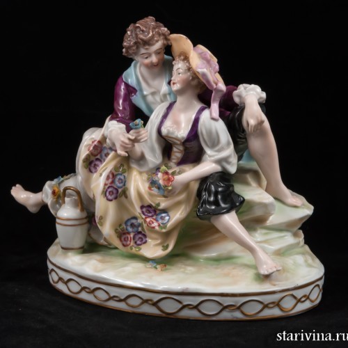 Влюбленная пара с кувшином, E. A. Muller, Германия, 1890-27 гг