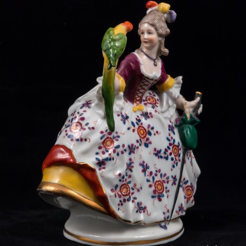 Дама с тростью и попугаем, Миниатюра, Ernst Bohne Sohne, Германия, 1901-37 гг