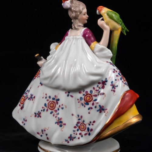 Дама с тростью и попугаем, Миниатюра, Ernst Bohne Sohne, Германия, 1901-37 гг