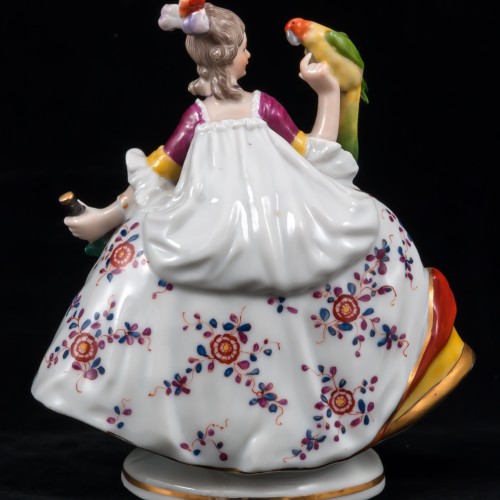 Дама с тростью и попугаем, Миниатюра, Ernst Bohne Sohne, Германия, 1901-37 гг