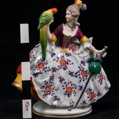 Дама с тростью и попугаем, Миниатюра, Ernst Bohne Sohne, Германия, 1901-37 гг