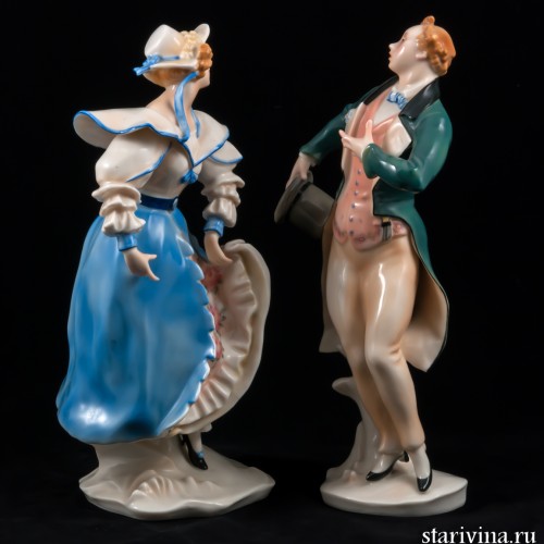 Пара в костюмах сер,19 века, Karl Ens, Германия, 1920 гг