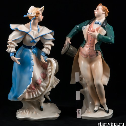 Пара в костюмах сер,19 века, Karl Ens, Германия, 1920 гг