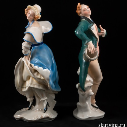 Пара в костюмах сер,19 века, Karl Ens, Германия, 1920 гг