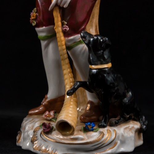 Жанровая пара, девушка с корзиной, юноша с рожком, E. A. Muller, Германия, кон. 19 в