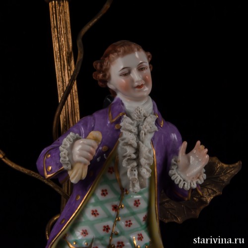 Настольные лампы, Пара в сиреневых костюмах, Muller & Co, Германия, 1907-52 гг