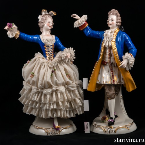 Пара в синих костюмах, кружевная, Германия, Ackermann & Fritze, Германия, 1908-51 гг