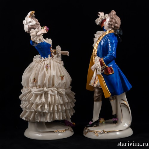 Пара в синих костюмах, кружевная, Германия, Ackermann & Fritze, Германия, 1908-51 гг