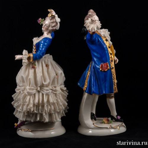 Пара в синих костюмах, кружевная, Германия, Ackermann & Fritze, Германия, 1908-51 гг