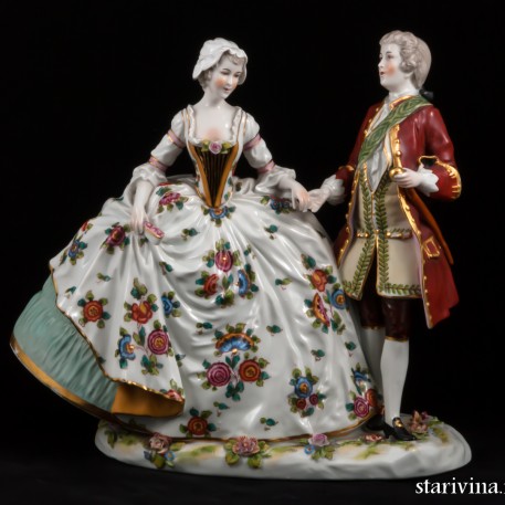 Пара в костюмах 18 века, Ernst Bohne Sohne, Германия, нач. 20 в