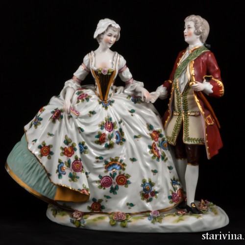 Пара в костюмах 18 века, Ernst Bohne Sohne, Германия, нач. 20 в