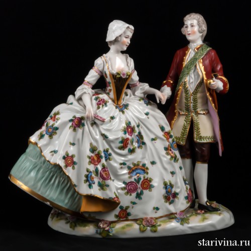 Пара в костюмах 18 века, Ernst Bohne Sohne, Германия, нач. 20 в