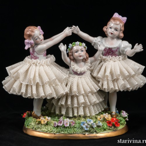 Три девочки, кружевницы, Sitzendorf, Германия