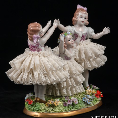 Три девочки, кружевницы, Sitzendorf, Германия