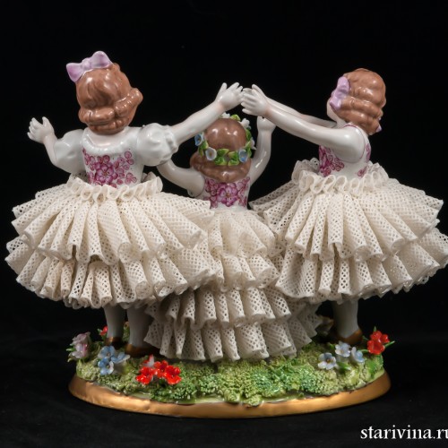 Три девочки, кружевницы, Sitzendorf, Германия