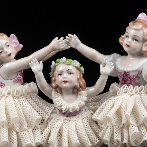 Три девочки, кружевницы, Sitzendorf, Германия