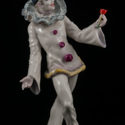 Пьеро с пером на шляпе и тюльпаном, Hutschenreuther, Германия, 1955-68 гг